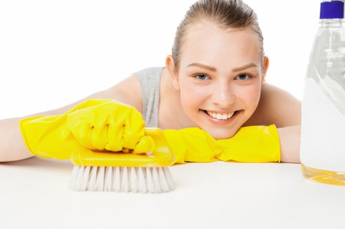 Cleaning kitchen surfaces after builders work in SW3